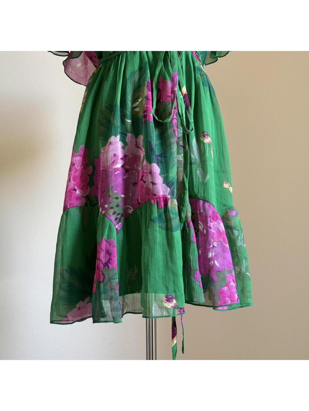 asos dreamy sheer green floral dress - Picture 7 of 8